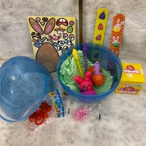 Easter Basket Egg shaped 11 items total. see-through or solid. 1 yaya included